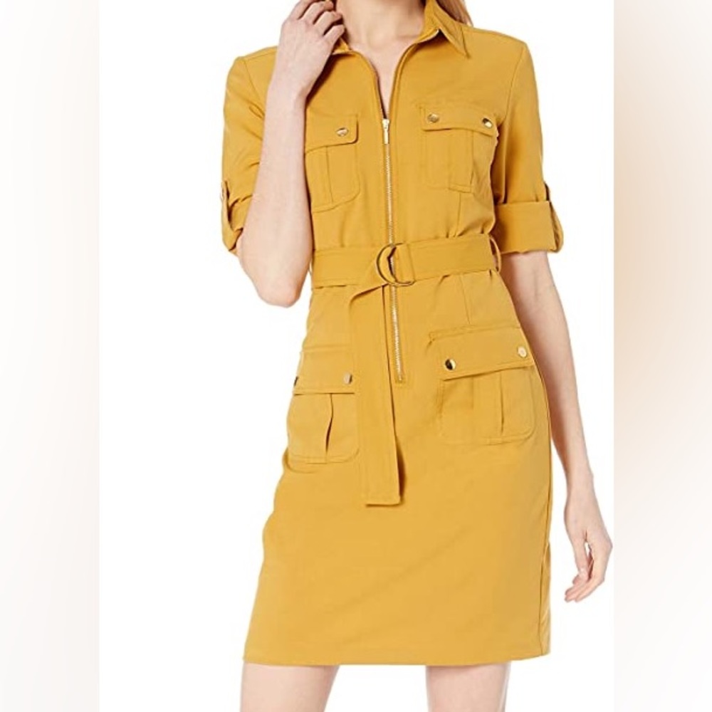 Sharagano Women's Shirtdress Gold Size 14